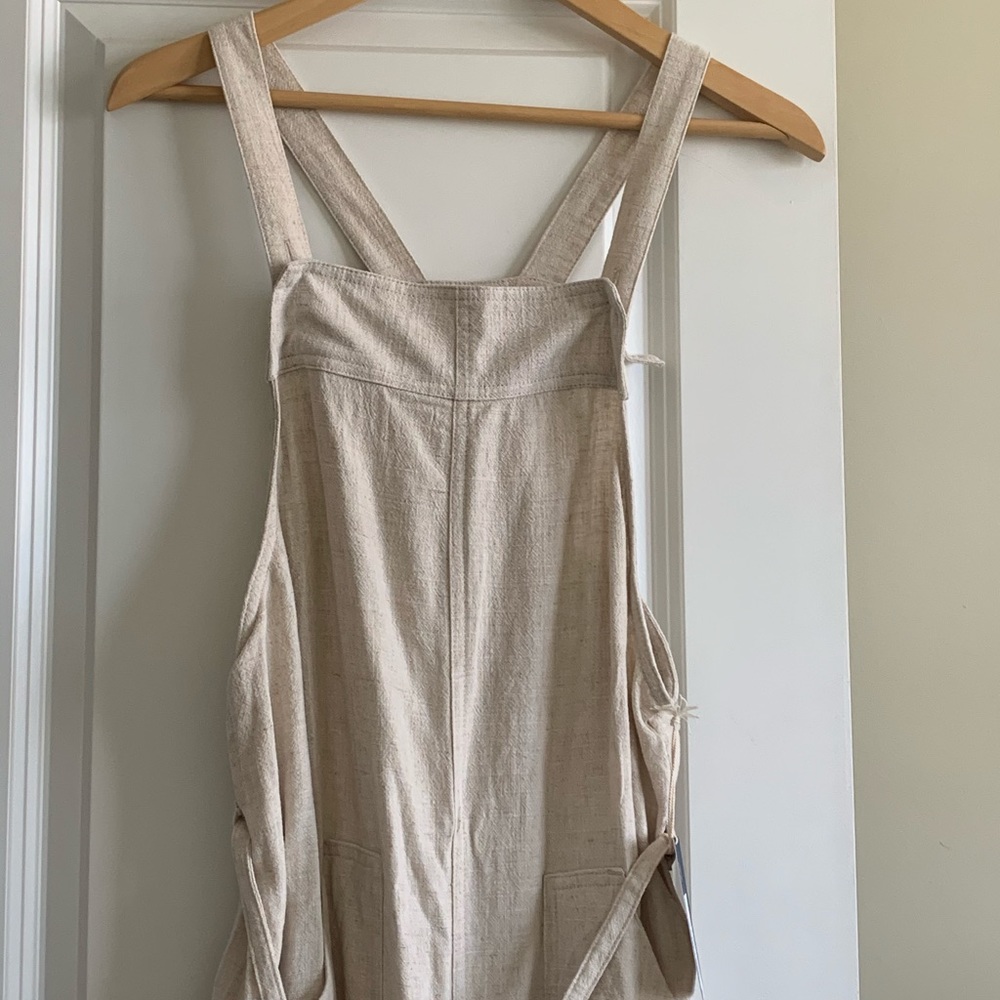 Loose-fit linen overalls